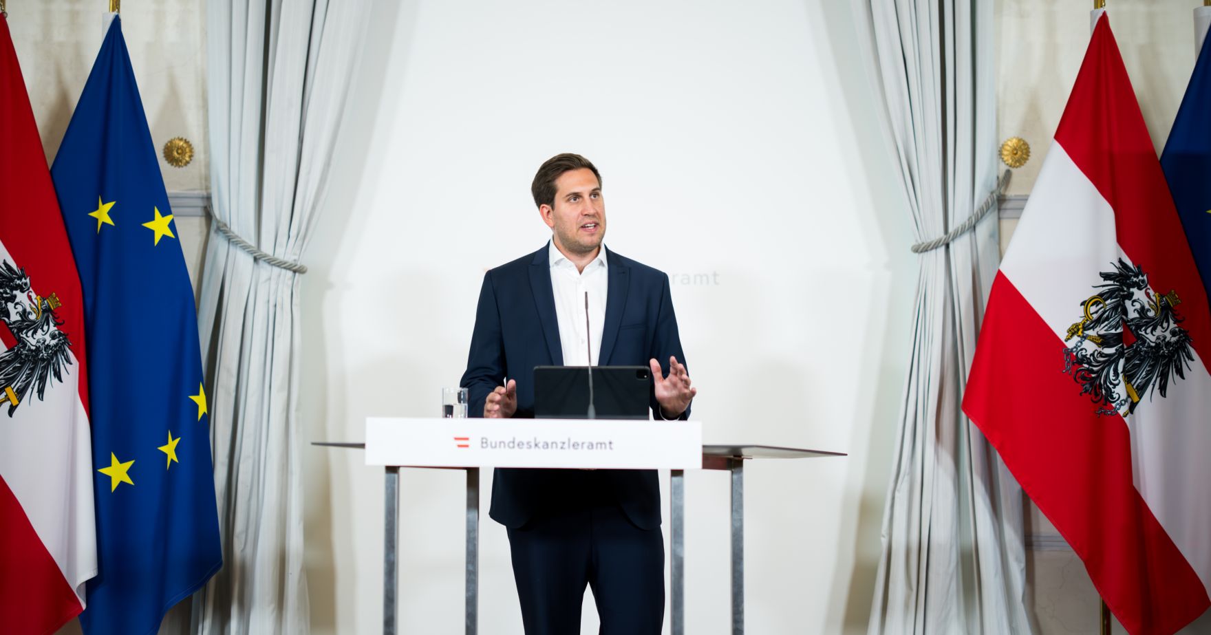 Am 24. Juni 2025 gab Staatssekret&auml;r Alexander Pr&ouml;ll (im Bild) eine Pressekonferenz zur Vorstellung der neuen ID Austria.