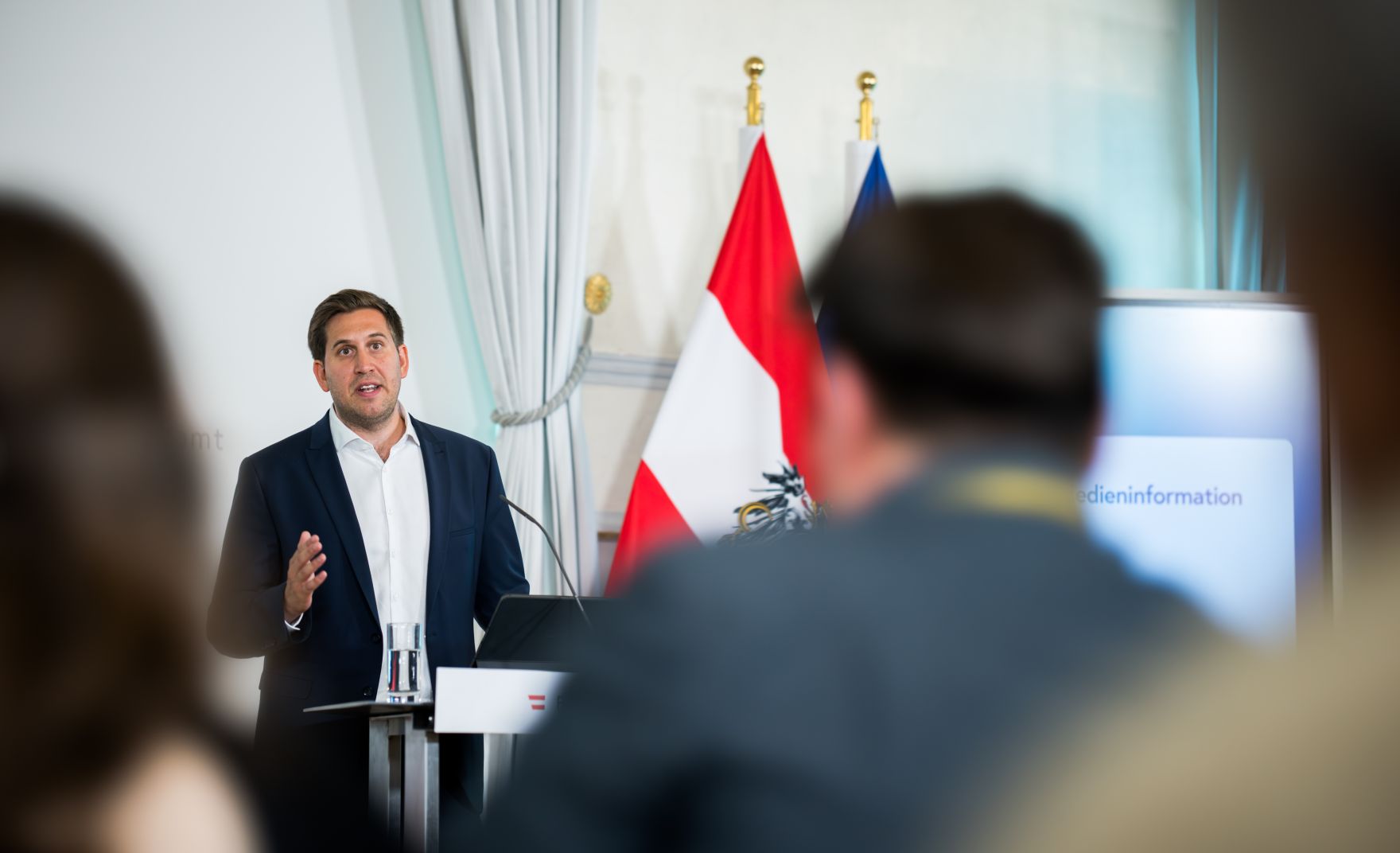 Am 24. Juni 2025 gab Staatssekret&auml;r Alexander Pr&ouml;ll (im Bild) eine Pressekonferenz zur Vorstellung der neuen ID Austria.