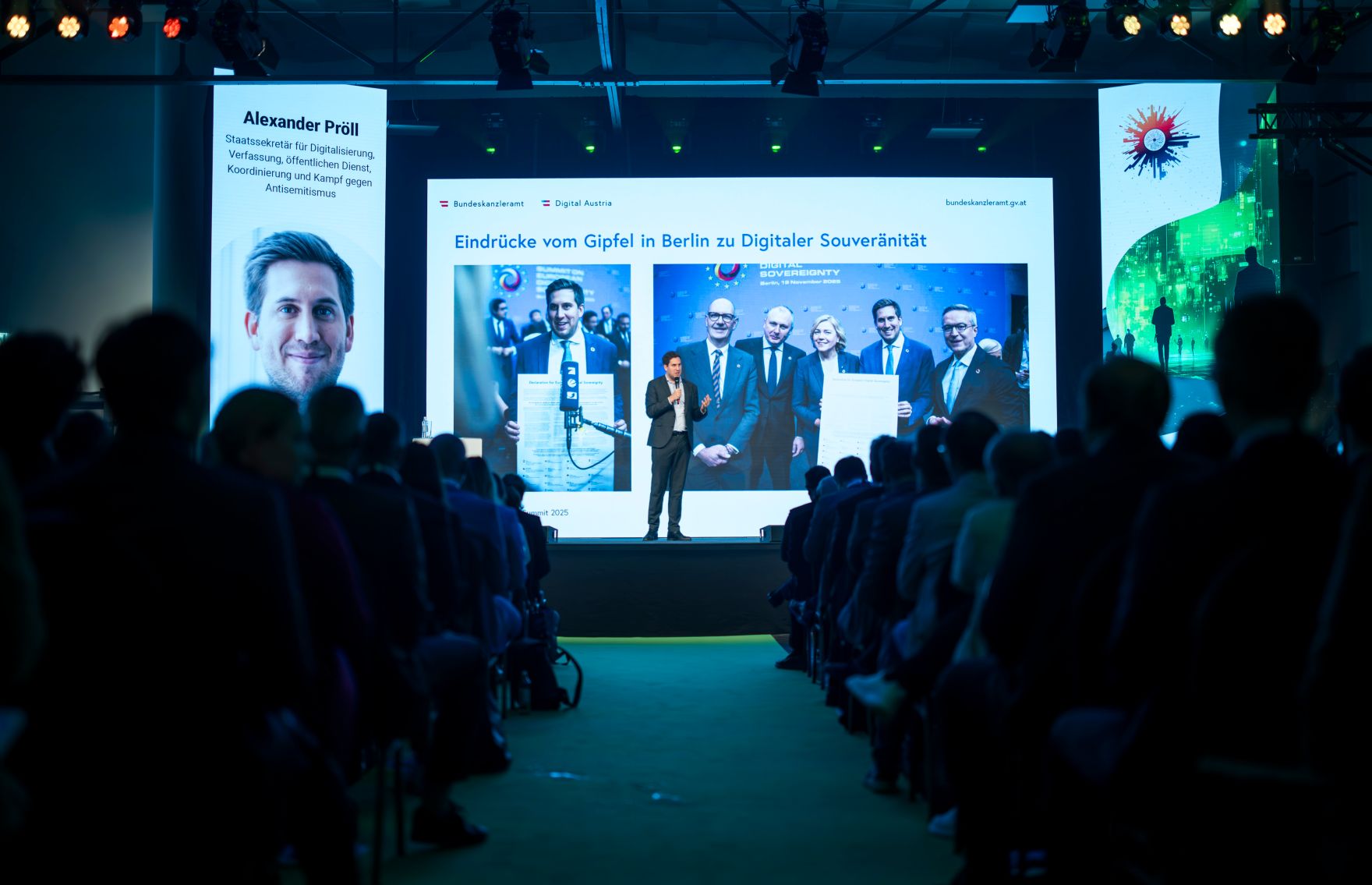 Am 20. November 2025 nahm Staatssekret&auml;r Alexander Pr&ouml;ll am Technology Impact Summit in Graz teil. Im Bild bei der Er&ouml;ffnung.