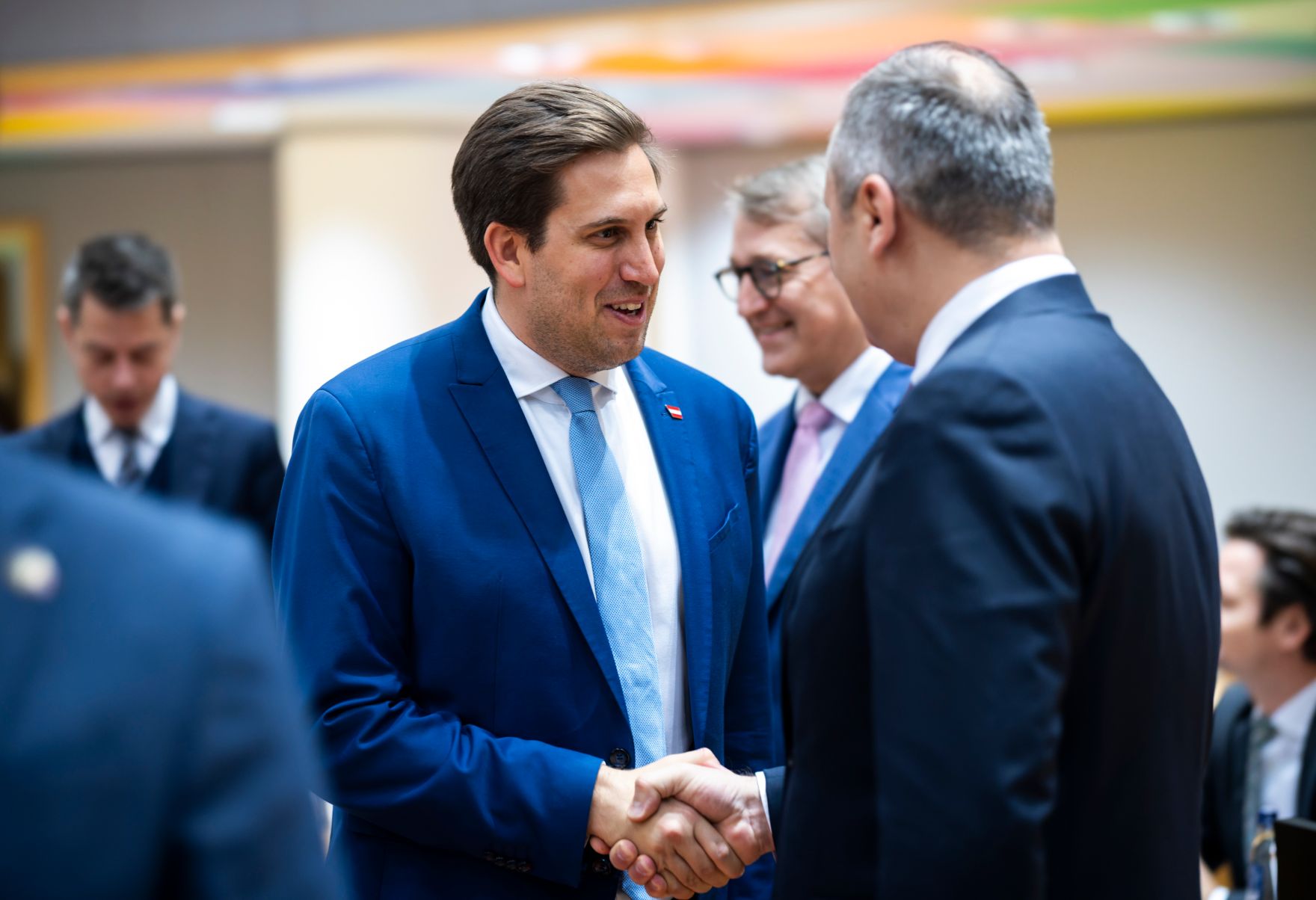 Am 5. Dezember 2025 reiste Staatssekret&auml;r Alexander Pr&ouml;ll (m.l.) nach Br&uuml;ssel und nahm am Rat f&uuml;r &bdquo;Verkehr, Telekommunikation und Energie&ldquo; der Europ&auml;ischen Union teil.