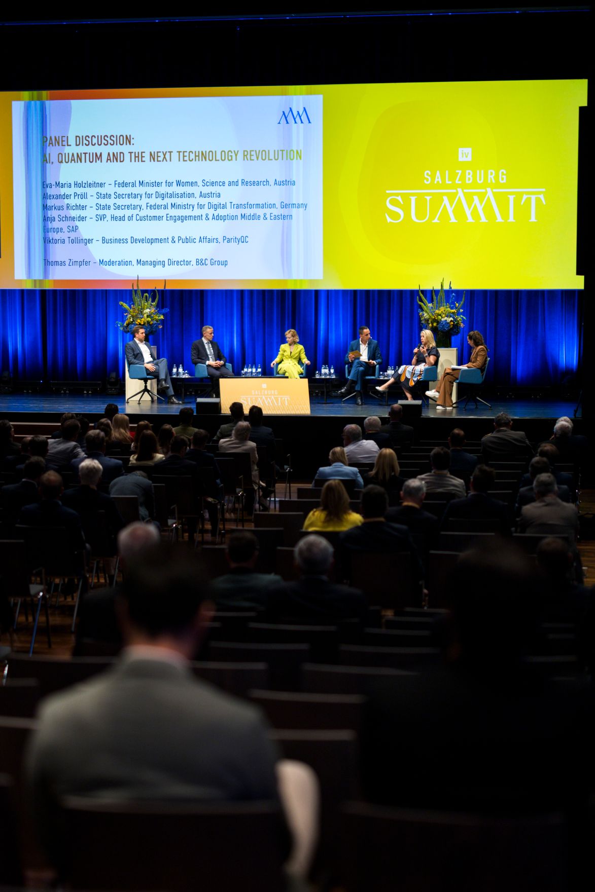 Am 23. Juli 2026 nahm Staatssekret&auml;r Alexander Pr&ouml;ll am Salzburg Summit teil. Im Bild bei einer Podiumsdiskussion zum Thema &bdquo;AI, QUANTUM AND THE NEXT TECHNOLOGY REVOLUTION&ldquo;.