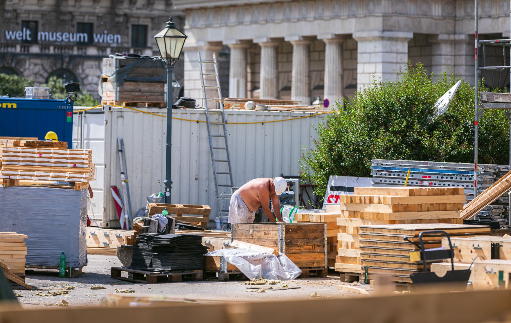 Baustelle, Arbeiter, Sommer, Wien