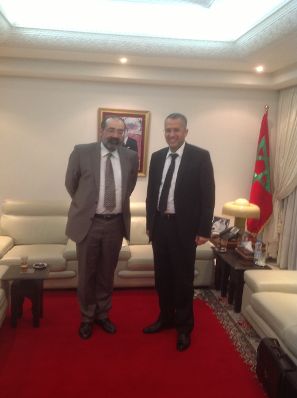 Besuch des Leiters des Instituts f&uuml;r Staatsorganisation und Verwaltungsreform im Bundeskanzleramt, Priv.-Doz. Balthasar (l.), beim Minister des K&ouml;nigreiches Marokko f&uuml;r die Beziehungen zum Parlament und zur Zivilgesellschaft, Lahbib Choubani (r.), am 5. M&auml;rz 2015.