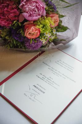 Am 7. Juni 2017 &uuml;berreichte Reinhold Hohengartner die Urkunde, mit der Fritz Rubin-Bittmann der Berufstitel Professor verliehen wurde.