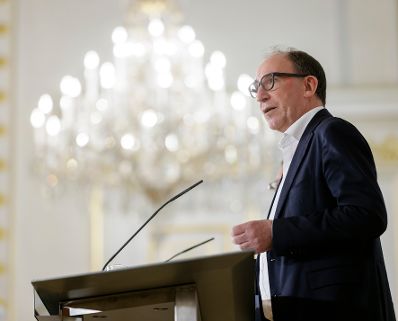 Am 22. M&auml;rz 2023 nahmen Bundesminister Johannes Rauch (im Bild) und Klubobmann August W&ouml;ginger am Pressefoyer nach dem Ministerrat teil.