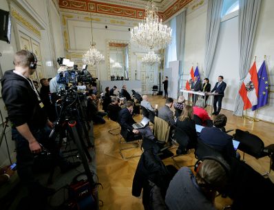 Am 12. April 2023 nahmen Bundesministerin Alma Zadic, Bundesminister Gerhard Karner und Bundesminister Norbert Totschnig am Pressefoyer nach dem Ministerrat teil.