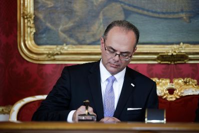 Am 3. Juni 2019 wurde die neue Bundesregierung vom Bundespr&auml;sidenten in der Pr&auml;sidentschaftskanzlei angelobt. Im Bild Bundesminister Andreas Reichhardt.