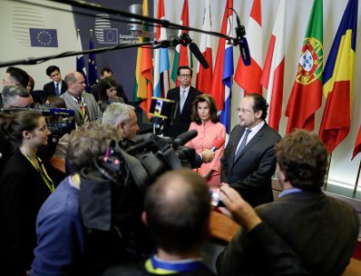 Am 17. Oktober 2019 nahm Bundeskanzlerin Brigitte Bierlein (l.) am Europ&auml;ischen Rat der Staats- und Regierungschefs teil. Im Bild mit Bundesminister Alexander Schallenberg (r.) beim Pressestatement.