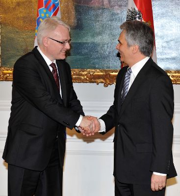 Montag, den 15. M&auml;rz 2010 traf Bundeskanzler Werner Faymann (R) im Bundeskanzleramt in Wien mit dem kroatischen Pr&auml;sidenten Ivo Josipović (L) zu politischen Gespr&auml;chen zusammen.