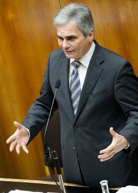 Am 7. Dezember 2011 hielt Bundeskanzler Werner Faymann eine Rede zur Schuldenbremse bei der Sitzung des Nationalrates im Parlament.