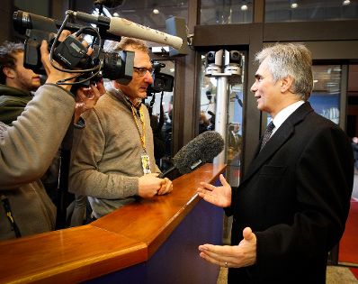 Am 22. November 2012 begann in Br&uuml;ssel der 2-t&auml;gige Europ&auml;ische Rat der EU-Staats- und Regierungschefs. Im Bild Bundeskanzler Werner Faymann bei Pressestatements.