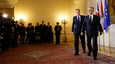 Am 26. November 2015 empfing Bundeskanzler Werner Faymann (r.) den britischen Premierminister David Cameron (l.) zu einem Arbeitsgespr&auml;ch.