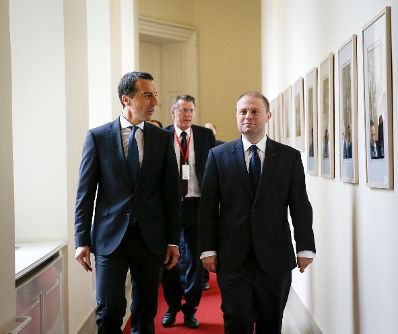 Am 15. Juni 2016 empfing Bundeskanzler Christian Kern (l.) den Premierminister von Malta Joseph Muscat (r.) zu einem Arbeitsgespr&auml;ch im Bundeskanzleramt.