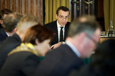 Am 13. Dezember 2016 sprach Bundeskanzler Christian Kern (im Bild) beim EU-Hauptausschuss im Parlament.