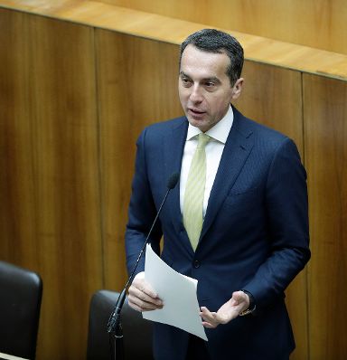 Am 31. J&auml;nner 2017 stellte Bundeskanzler Christian Kern (im Bild) im Nationalrat im Parlament das Arbeitsprogramm der Bundesregierung vor.
