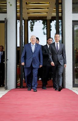 Am 23. April 2017 besuchte Bundeskanzler Christian Kern (r.) das Land Israel. Im Bild mit dem israelischen Pr&auml;sidenten Reuven Rivlin (l.).
