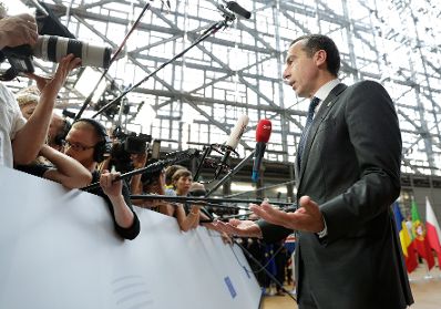 Am 22. Juni 2017 begann in Br&uuml;ssel der zweit&auml;gige Europ&auml;ische Rat der Staats- und Regierungschefs. Im Bild Bundeskanzler Christian Kern beim Pressestatement.