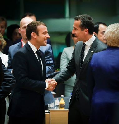 Am 22. Juni 2017 begann in Br&uuml;ssel der zweit&auml;gige Europ&auml;ische Rat der Staats- und Regierungschefs. Im Bild Bundeskanzler Christian Kern (r.) mit dem franz&ouml;sischen Pr&auml;sidenten Emmanuel Macron (l.).