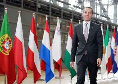 Am 23. Juni 2017 endete in Br&uuml;ssel der zweit&auml;gige Europ&auml;ische Rat der Staats- und Regierungschefs. Im Bild Bundeskanzler Christian Kern am Weg zum Pressestatement.