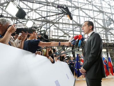 Am 23. Juni 2017 endete in Br&uuml;ssel der zweit&auml;gige Europ&auml;ische Rat der Staats- und Regierungschefs. Im Bild Bundeskanzler Christian Kern beim Pressestatement.