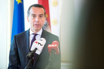 Am 5. Juli 2017 gaben Bundeskanzler Christian Kern (im Bild) und Verteidigungsminister Hans Peter Doskozil ein Statement zu den Grenzsicherungsma&szlig;nahmen ab.