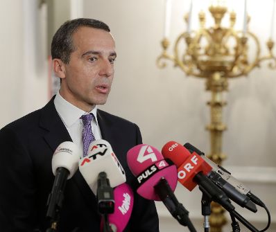 Am 14. Juli 2017 gab Bundeskanzler Christian Kern (im Bild) ein Pressestatement nach der Regierungssitzung.