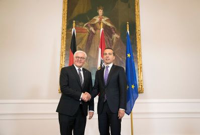 Am 14. Juli 2017 empfing Bundeskanzler Christian Kern (r.) den deutschen Bundespr&auml;sidenten Frank-Walter Steinmeier (l.) zu einem Gespr&auml;ch.