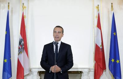 Am 22. August 2017 gab Bundeskanzler Christian Kern (im Bild) ein Pressestatement nach der Regierungssitzung.