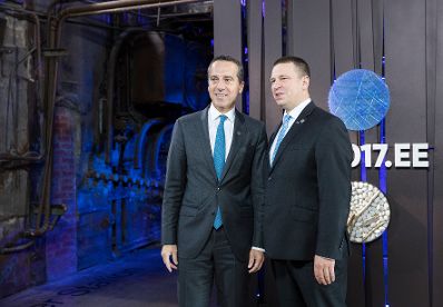 Am 29. September 2017 fand das Digitale Gipfeltreffen der Europ&auml;ischen Staats- und Regierungschefs in Tallinn statt. Im Bild Bundeskanzler Christian Kern (l.) mit dem estnischen Ministerpr&auml;sidenten J&uuml;ri Ratas (r.).