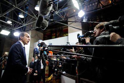 Am 20. Oktober 2017 endete in Br&uuml;ssel der zweit&auml;gige Europ&auml;ische Rat der Staats- und Regierungschefs. Im Bild Bundeskanzler Christian Kern beim Pressestatement.