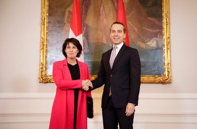 Am 27. November 2017 empfing Bundeskanzler Christian Kern (r.) die Bundespr&auml;sidentin der Schweizer Eidgenossenschaft Doris Leuthard (l.) zu einem Arbeitsgespr&auml;ch.