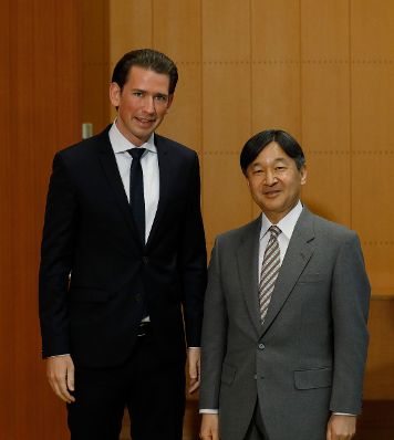 Am 15. Februar 2019 traf Bundeskanzler Sebastian Kurz (l.) im Rahmen seiner Japanreise den Kronprinz Japans Naruhito (r.).