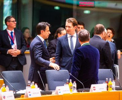 Am 21. M&auml;rz 2019 nahm Bundeskanzler Sebastian Kurz (m.) am Europ&auml;ische Rat der Staats- und Regierungschefs teil.