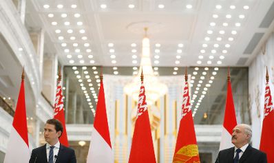 Am 28. M&auml;rz 2019 fand die Arbeitsreise von Bundeskanzler Sebastian Kurz (l.) in Minsk statt. Im Bild mit Wei&szlig;russlands Pr&auml;sident Alexander Lukaschenko (r.).