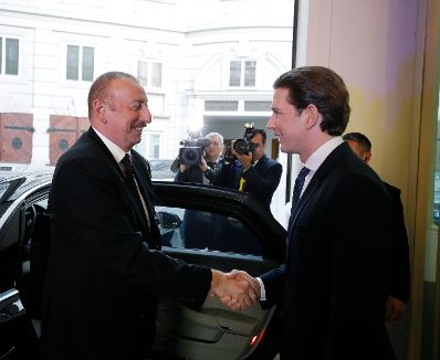 Am 29. M&auml;rz 2019 empfing Bundeskanzler Sebastian Kurz (r.) den Pr&auml;sidenten von Aserbaidschan Ilham Aliyev (l.) zu einem Gespr&auml;ch.