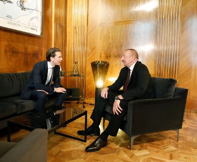 Am 29. M&auml;rz 2019 empfing Bundeskanzler Sebastian Kurz (l.) den Pr&auml;sidenten von Aserbaidschan Ilham Aliyev (r.) zu einem Gespr&auml;ch.