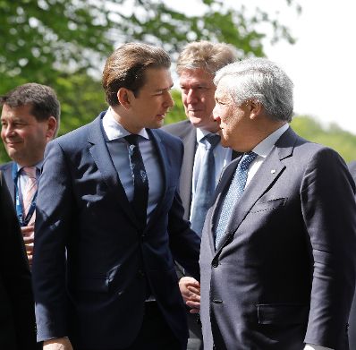 Am 9. Mai 2019 nahm Bundeskanzler Sebastian Kurz (l.) am EU-Gipfel in Sibiu teil.