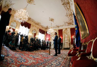 Am 21. Mai 2019 traf Bundeskanzler Sebastian Kurz (l.) den Bundespr&auml;sidenten Alexander Van der Bellen (r.) zu einem Gespr&auml;ch. Im Bild bei der Pressekonferenz nach dem Gespr&auml;ch.