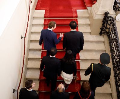 Am 21. Mai 2019 empfing Bundeskanzler Sebastian Kurz (l.) den chinesischen Parlamentspr&auml;sidenten Li Zhanshu (r.) zu einem Gespr&auml;ch.