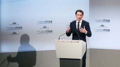 Am 17. Februar 2018 besuchte Bundeskanzler Sebastian Kurz (im Bild) die M&uuml;nchner Sicherheitskonferenz.