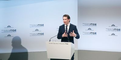 Am 17. Februar 2018 besuchte Bundeskanzler Sebastian Kurz (im Bild) die M&uuml;nchner Sicherheitskonferenz.