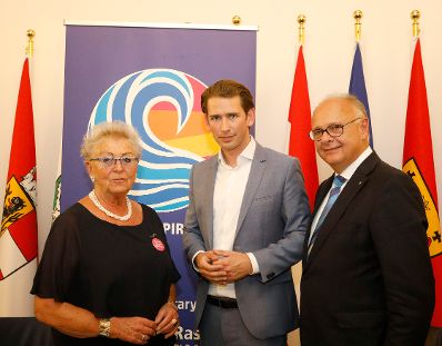 Am 20. August 2018 empfing Bundeskanzler Sebastian Kurz (m.) den Rotary Club &Ouml;sterreich im Bundeskanzleramt.