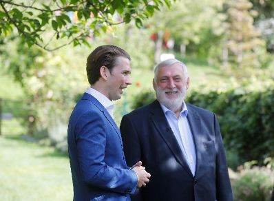 Am 27. August 2018 besuchte Bundeskanzler Sebastian Kurz (l.) das Europ&auml;ische Forum Alpbach. Im Bild mit dem ehemaligen EU-Kommissar Franz Fischler (r.).