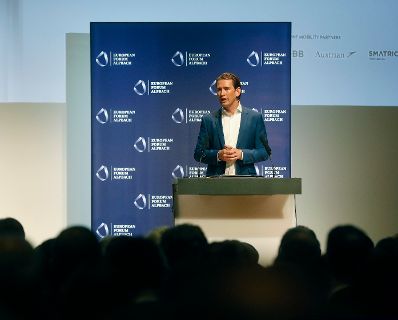 Am 27. August 2018 besuchte Bundeskanzler Sebastian Kurz das Europ&auml;ische Forum Alpbach. Im Bild bei der Ansprache.