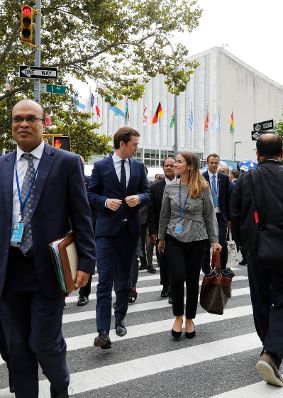 Am 24. September 2018 setzte Bundeskanzler Sebastian Kurz (2.v.l.) seine Reise anl&auml;sslich der UN-Generalversammlung nach New York fort.