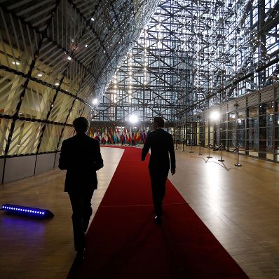 Am 25. November 2018 fand ein Brexit-Gipfel in Br&uuml;ssel statt. Im Bild Bundeskanzler Sebastian Kurz am Weg zu einem Pressestatement.