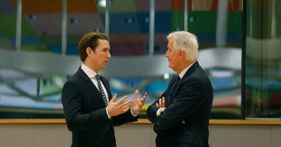 Am 25. November 2018 fand ein Brexit-Gipfel in Br&uuml;ssel statt. Im Bild Bundeskanzler Sebastian Kurz (l.) mit dem Beauftragten der EU-Kommission f&uuml;r die Austrittsverhandlungen mit dem Vereinigten K&ouml;nigreich Michel Barnier (r.).