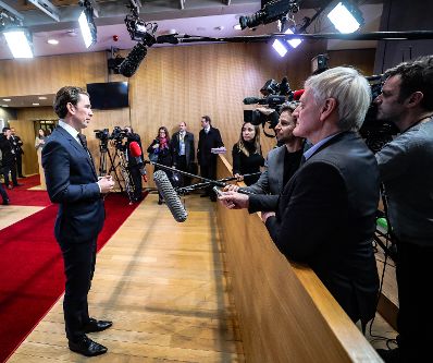 Am 12. Dezember 2018 reiste Bundeskanzler Sebastian Kurz (l.) anl&auml;sslich des EU-Gipfels nach Br&uuml;ssel.