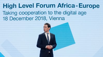 Am 18. Dezember 2018 nahm Bundeskanzler Sebastian Kurz (im Bild) am &quot;Hochrangigen Forum Afrika‑Europa&quot; teil.