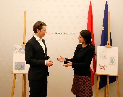 Am 17. Dezember 2018 empfing Bundeskanzler Sebastian Kurz (l.) Kinder der Ronald McDonald Kinderhilfe im Bundeskanzleramt.